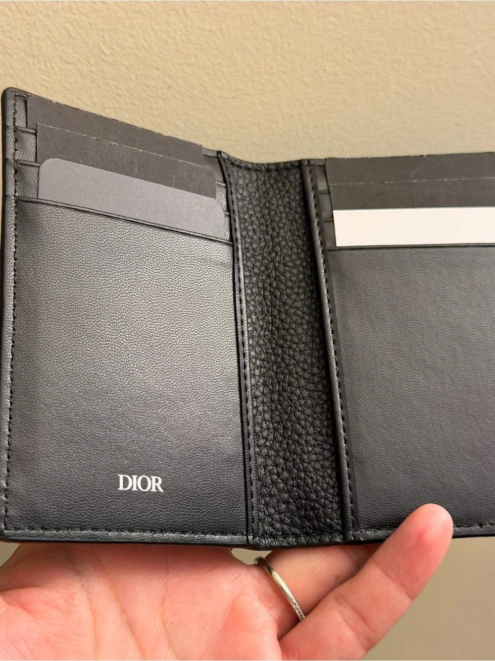 Dior Black Textured Leather Card Holder wallet